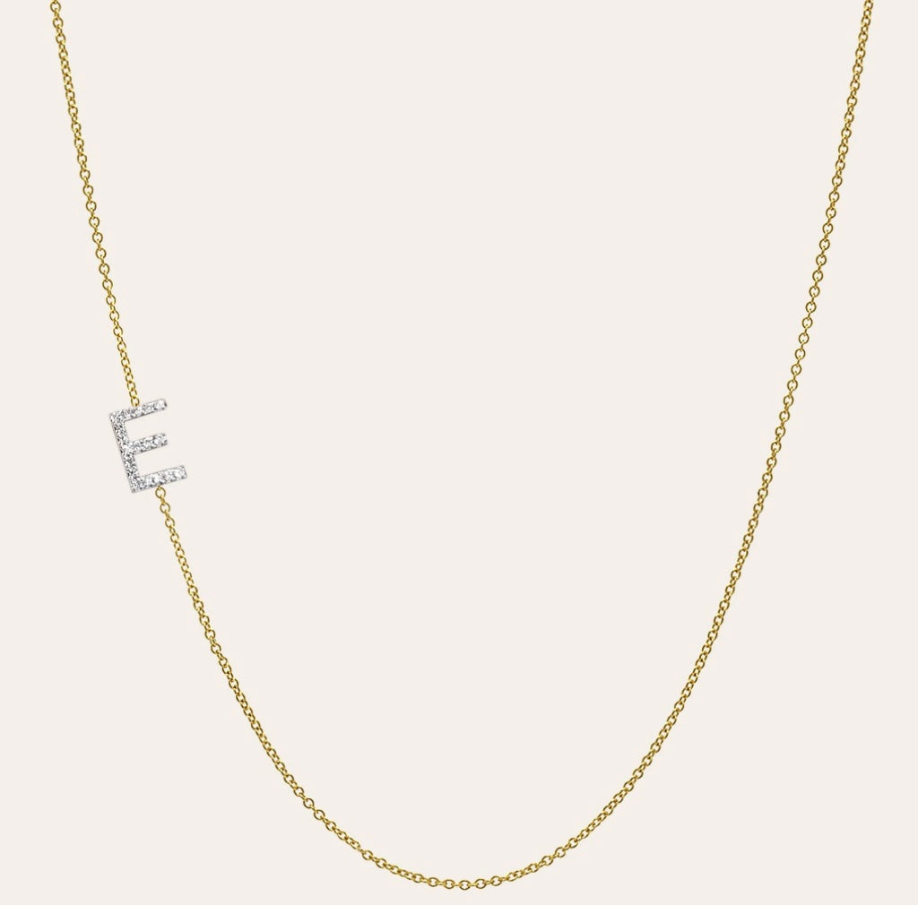 Diamond and 14k Gold Triple Initial Necklace